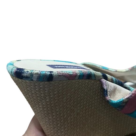 Emilio Pucci Terry Cloth Criss Cross Raffia Wedges Size 39 - Picture 9 of 10